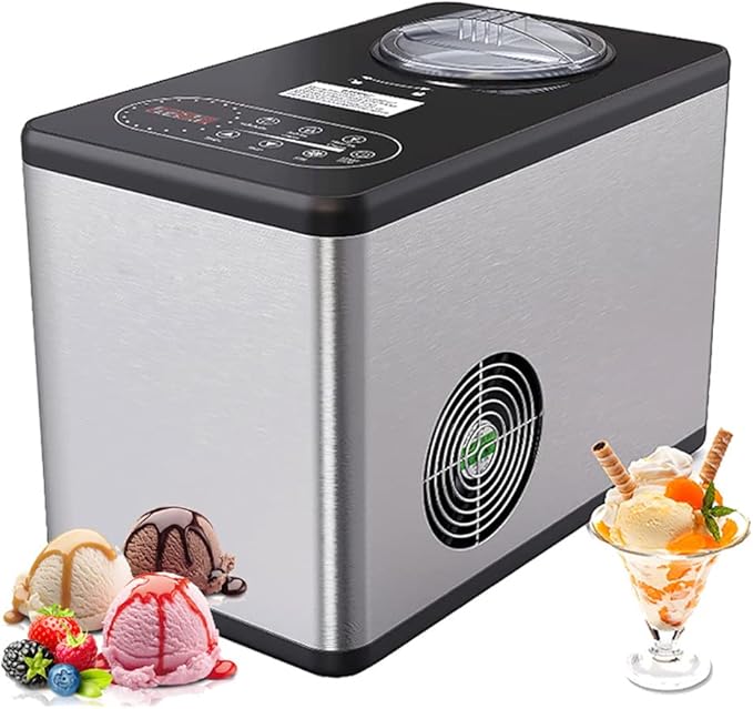 Ice Cream Machine, 220V 150W 1.5L Full Automatic Commercial Household Stainless Steel Ice Cream Makers, 3 Modes Available(Milk Shake,Soft/Hard Ice Cream),Intelligent LCD Display