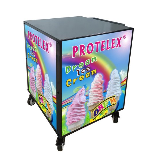 Trolley for soft ice machine black with stickers